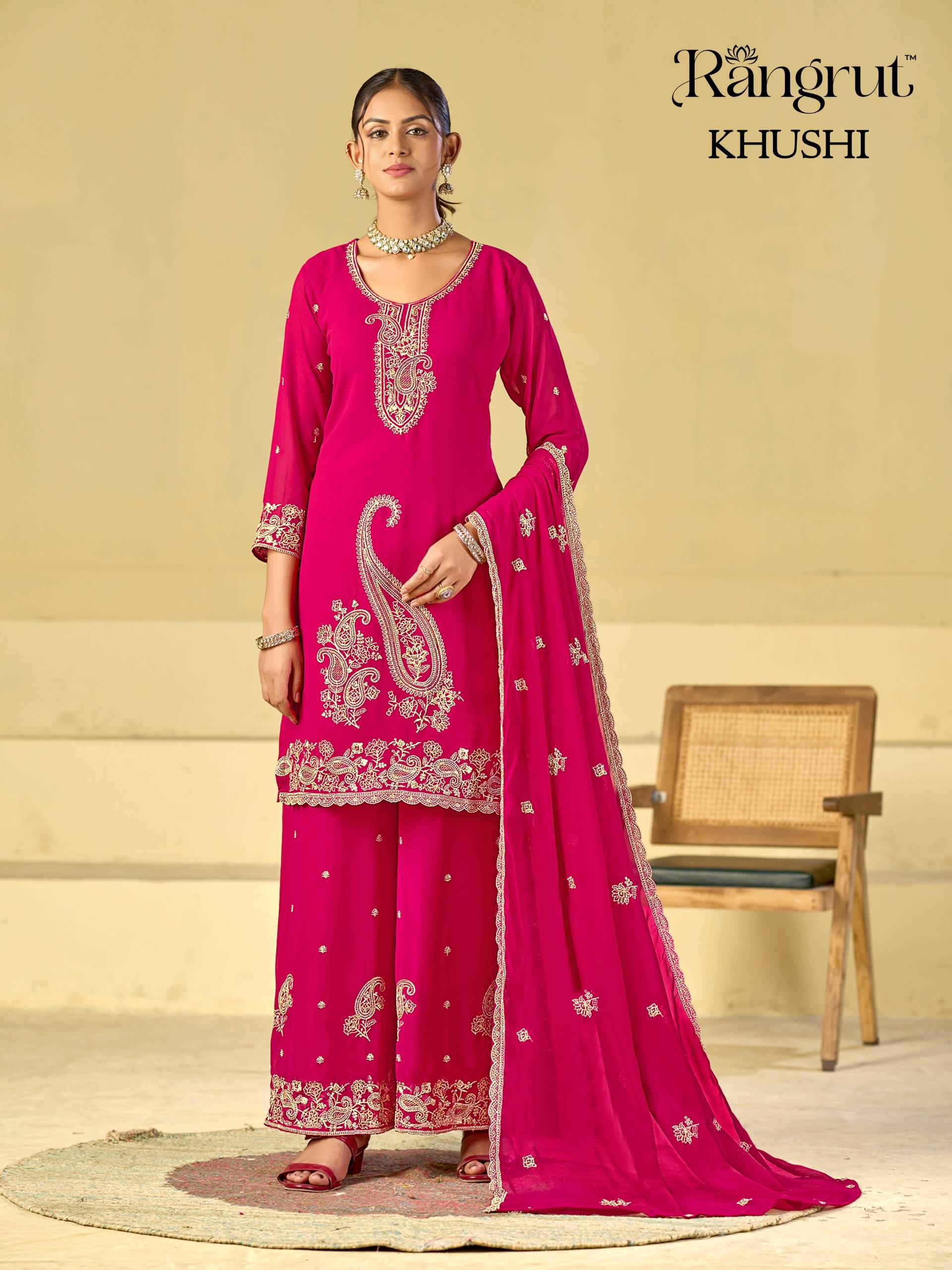 KHUSHI By Rangrut 1001 To 1006 Series Stylish Beautiful Colourful GEORGETTE Dresses At Wholesale Price